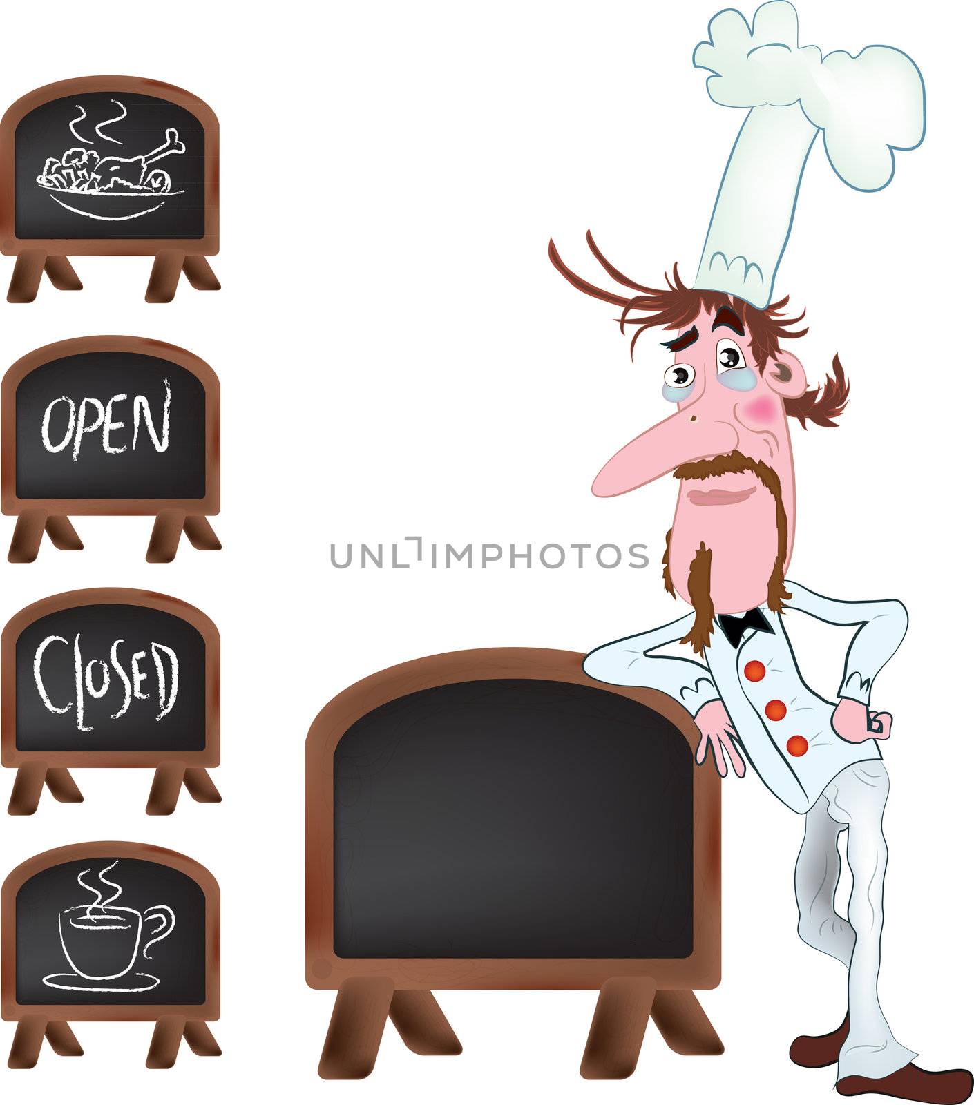 Waiter, color vector cartoon illustration