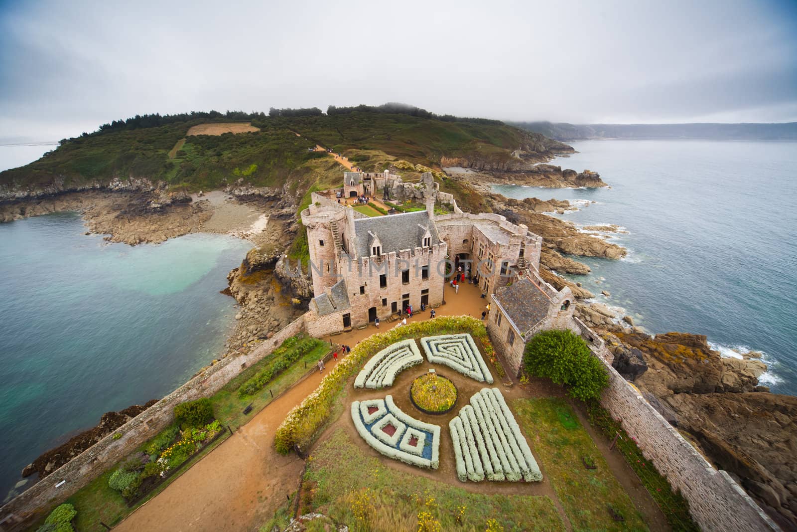 a view of Fort-la-Latte from the top of the castle tower