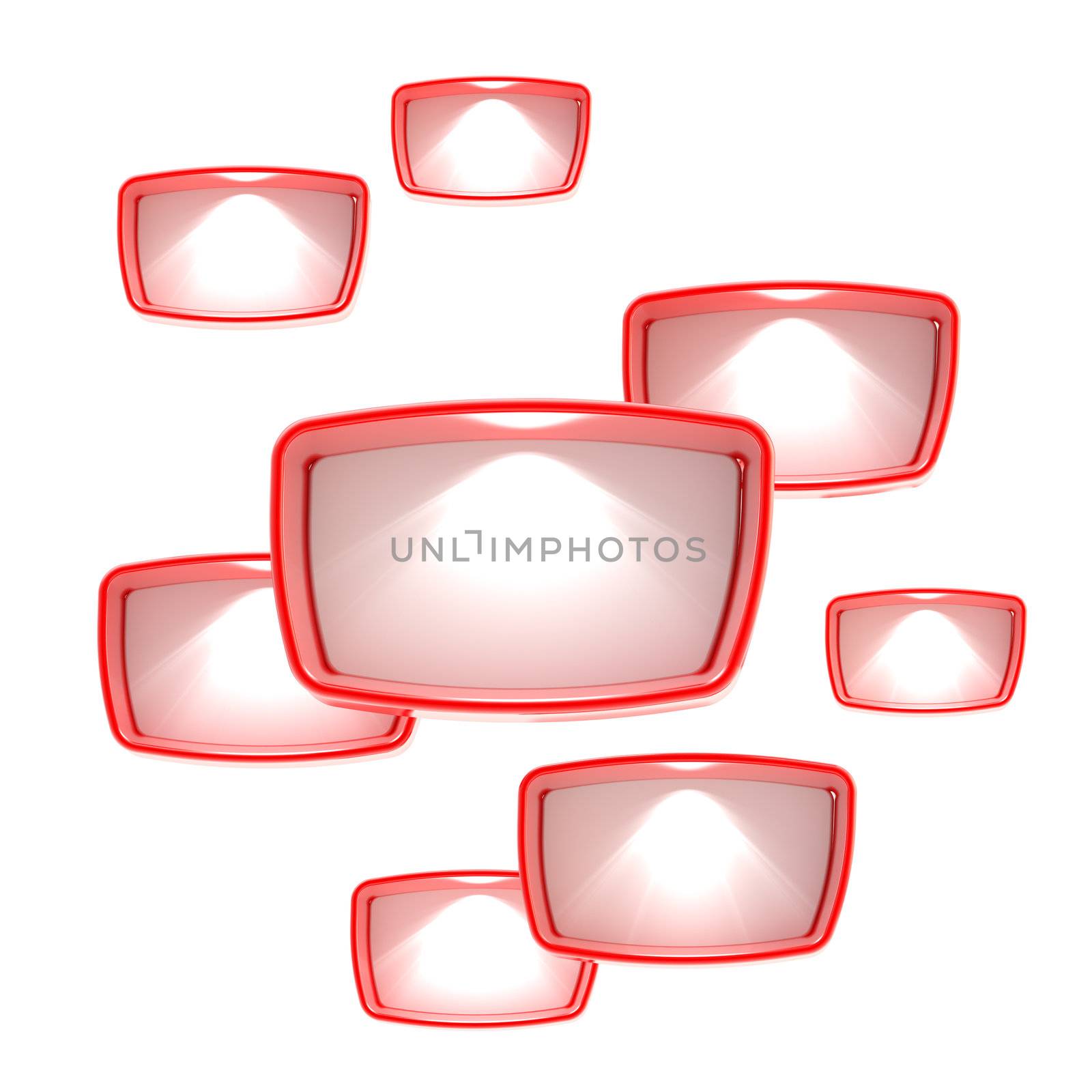Copyspace template background made of red light boxes isolated on white