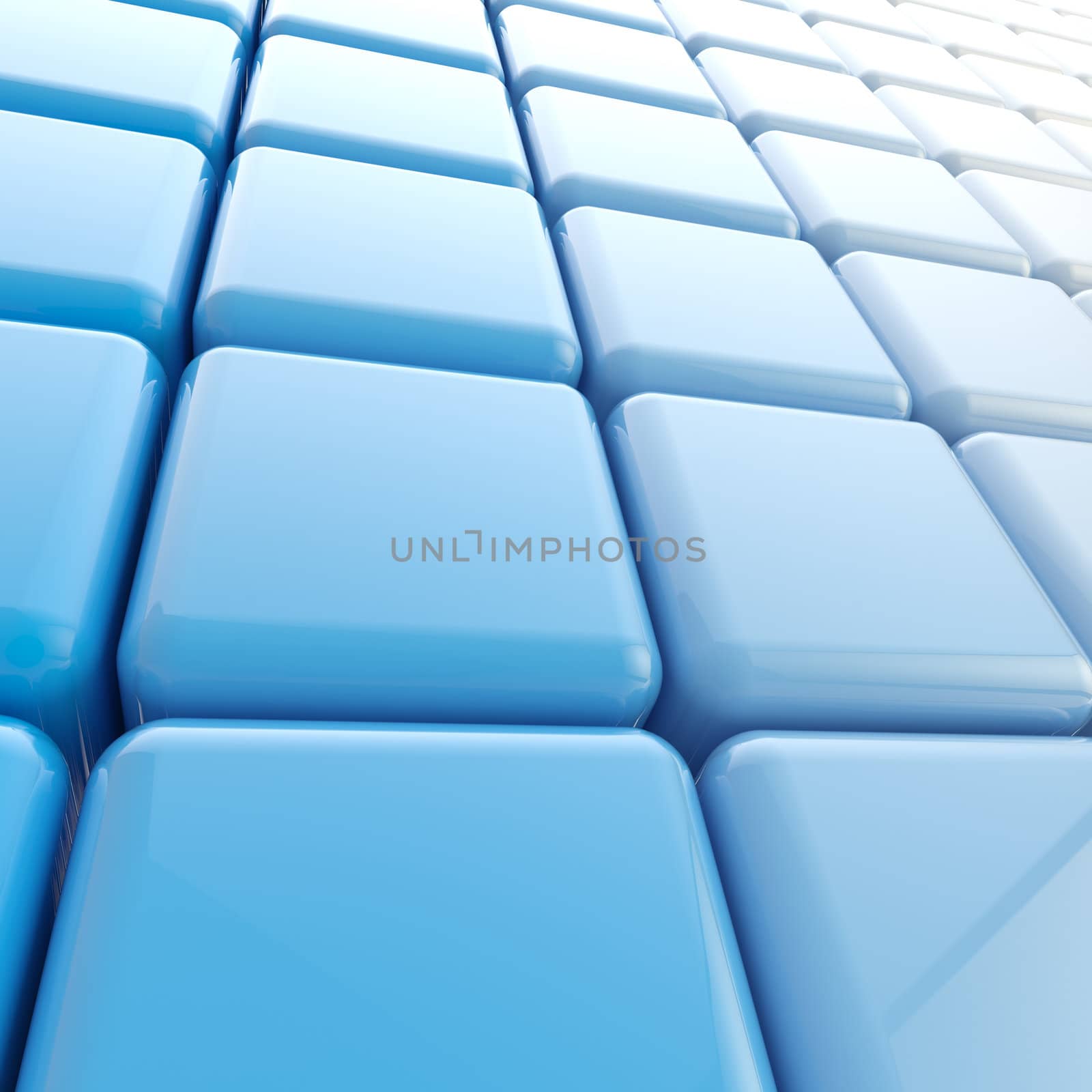 Abstract background made of blue glossy plastic cubes