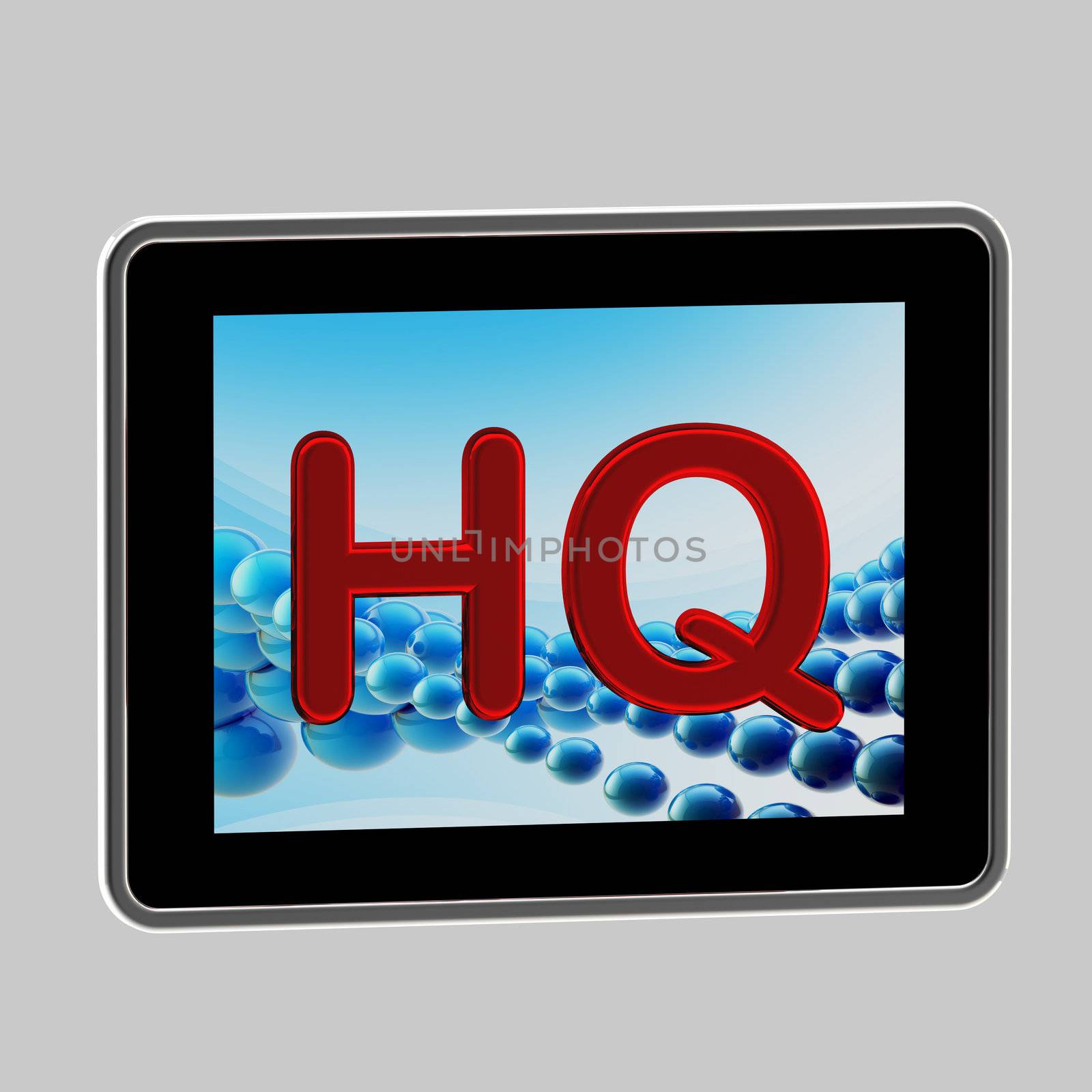 HQ high quality icon as a computer pad screen isolated on grey