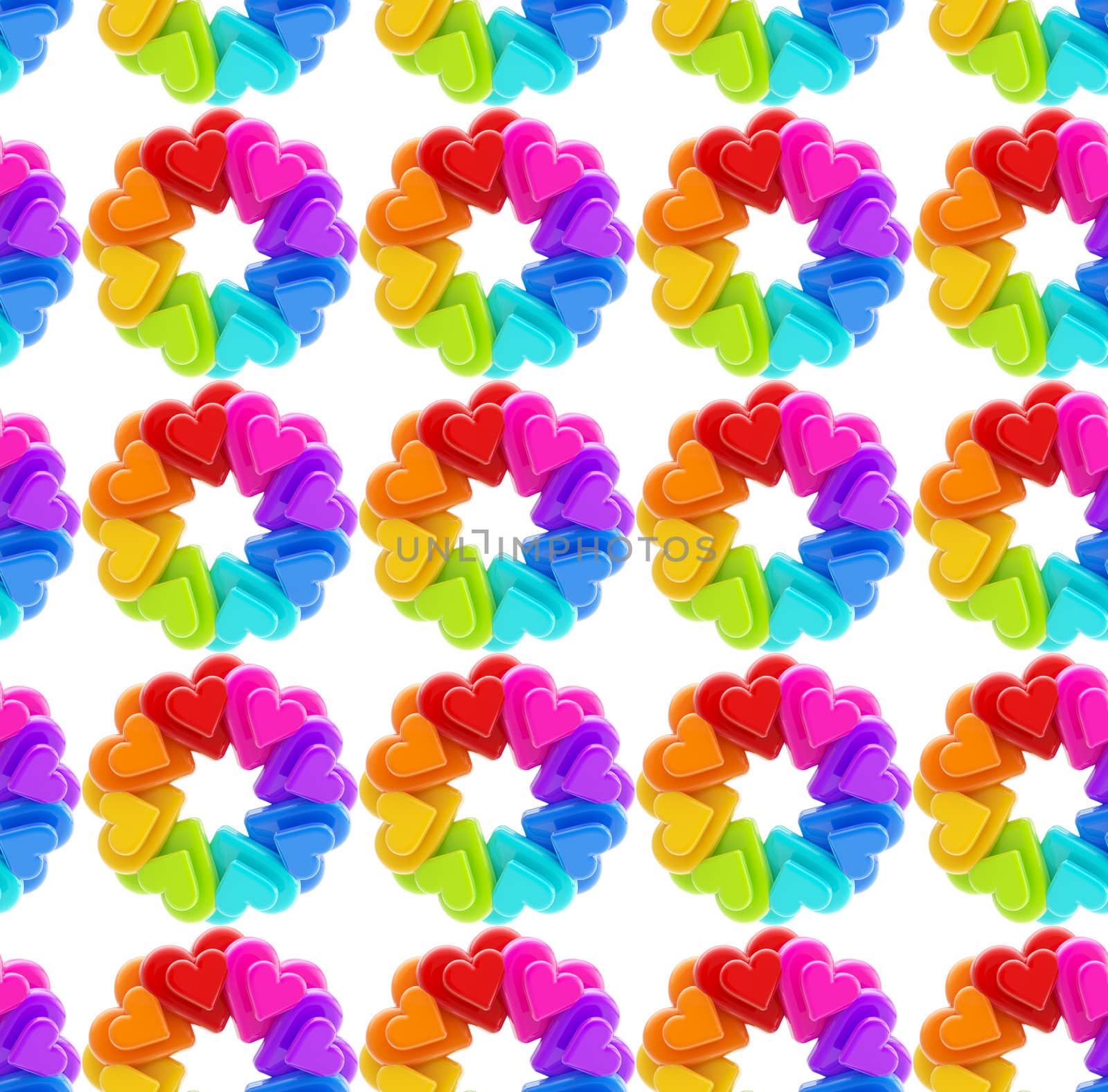 Seamless abstract background made of rainbow colored heart shapes