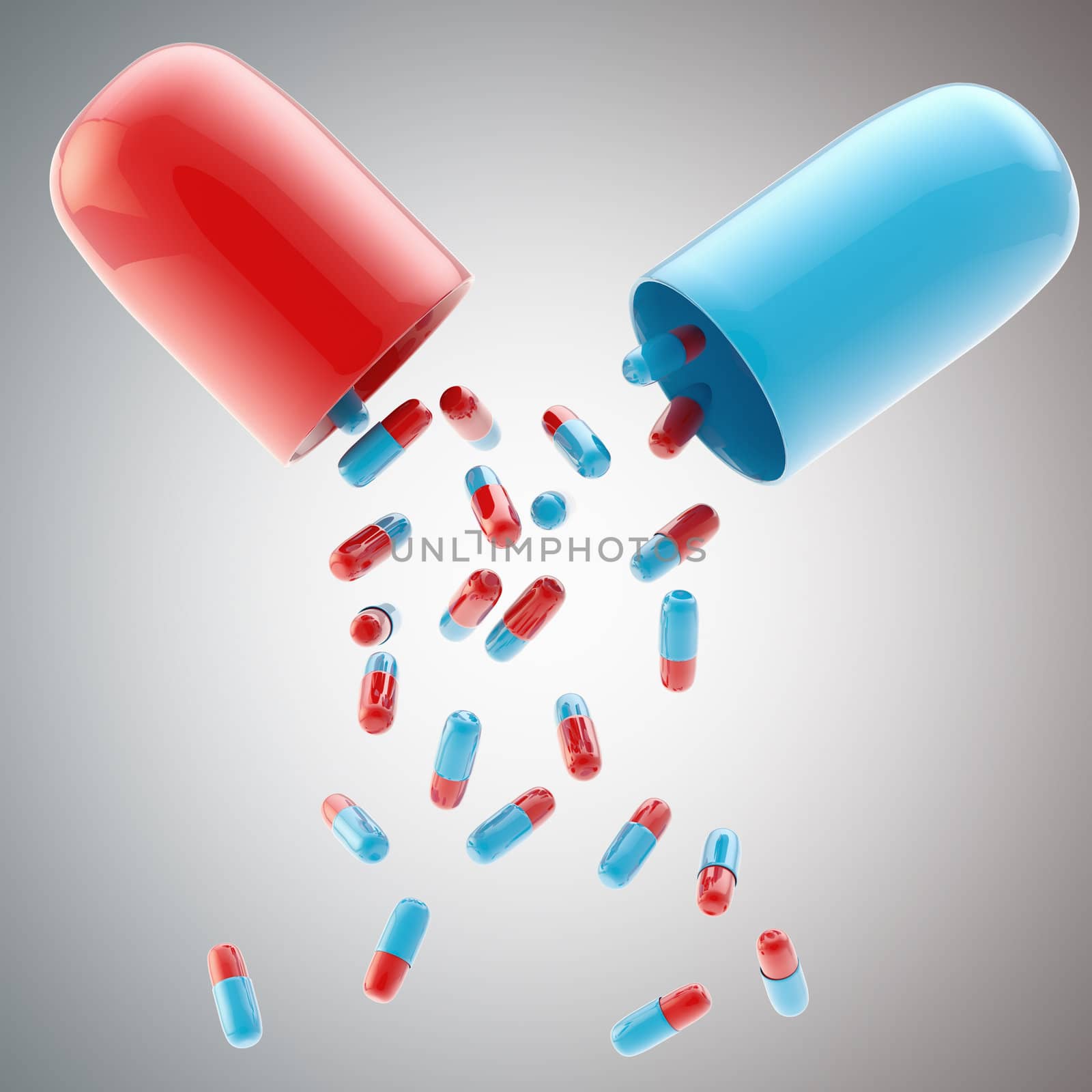 Medical pill falling from another pill background by nbvf