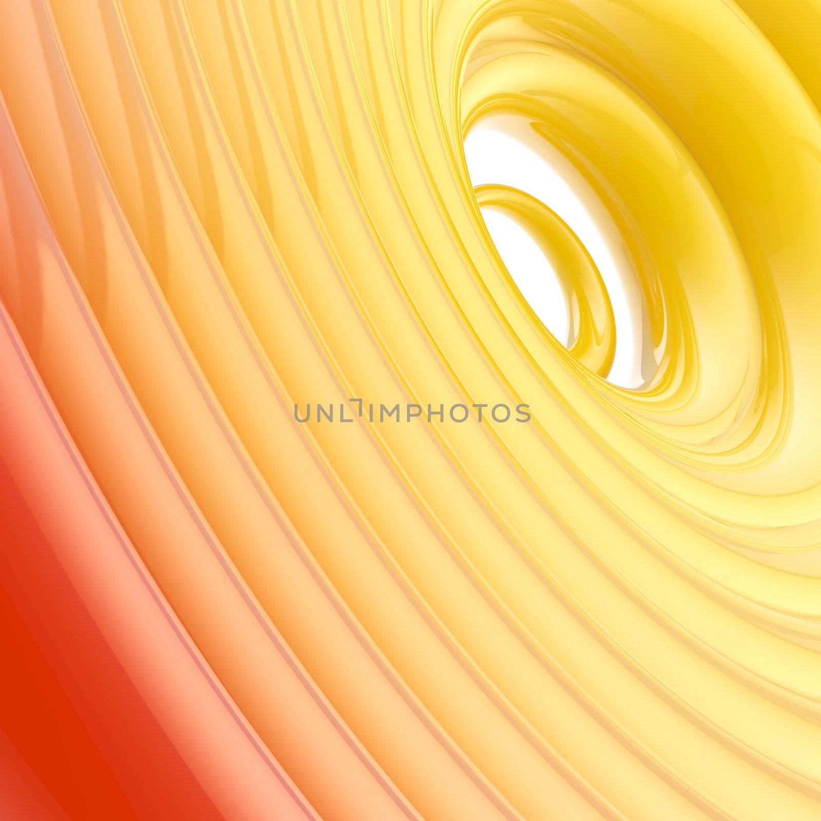Abstract wavy vortex twirl glossy red to yellow gradient background