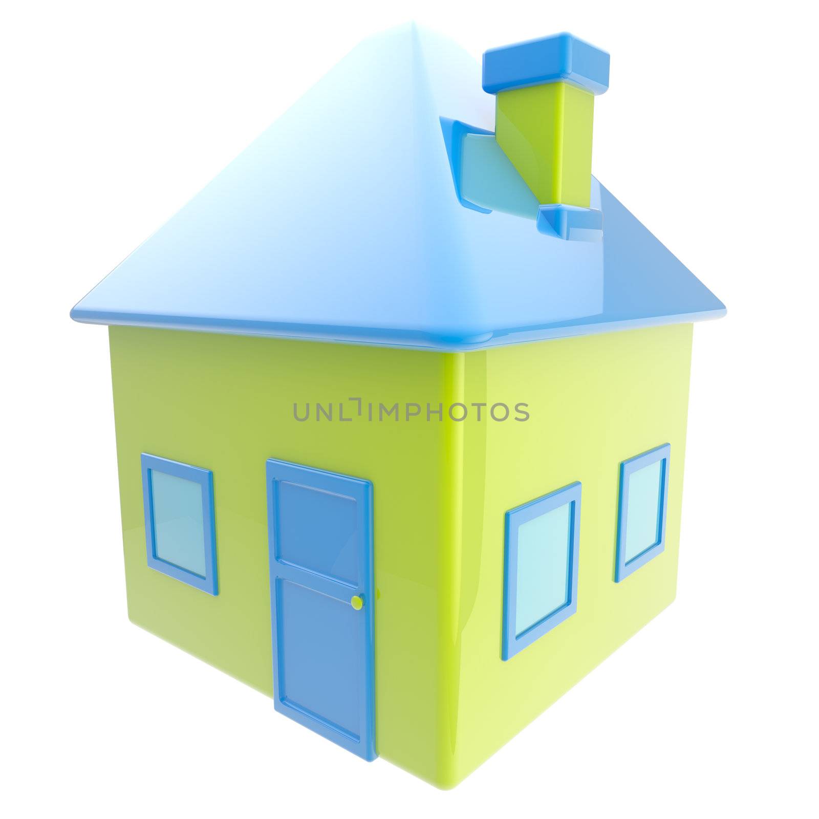 House simple blue and green glossy emblem isolated on grey