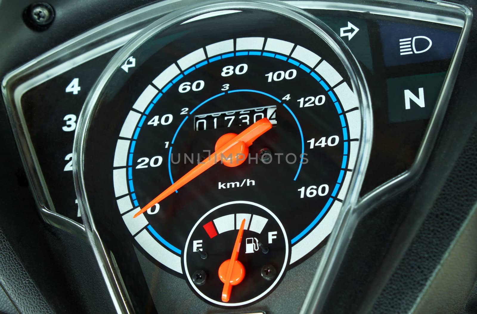 Motorcycle speed meter, fuel gauge and other indicators for travel