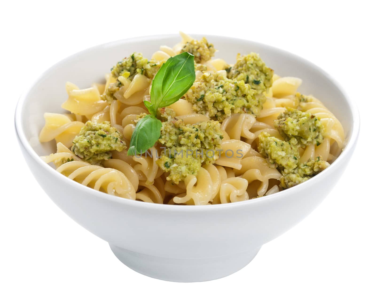 pasta with olive tapenade isolated