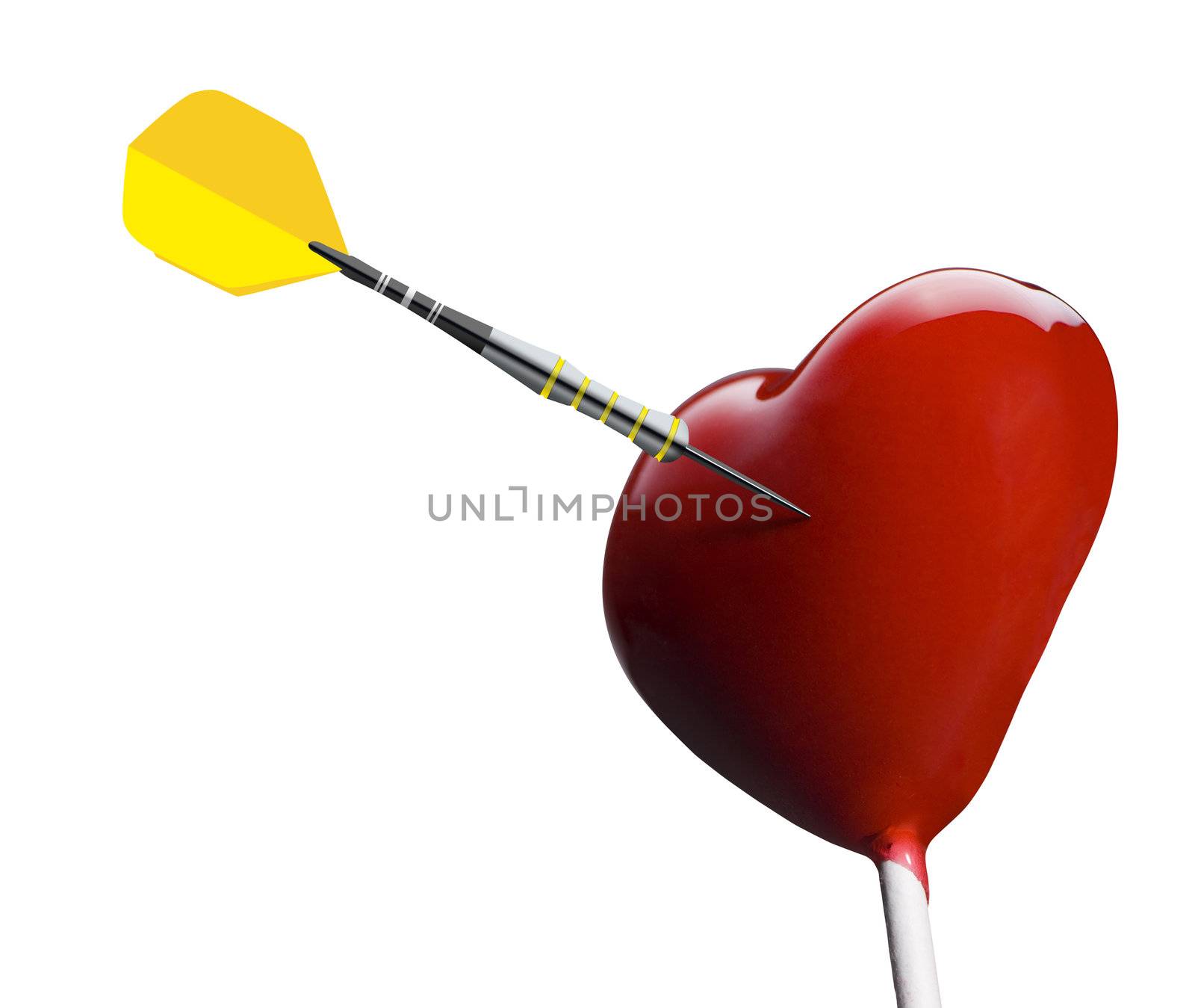 Sucette en forme de coeur touché par une flèche
Heart-shaped lollipop hit by an arrow