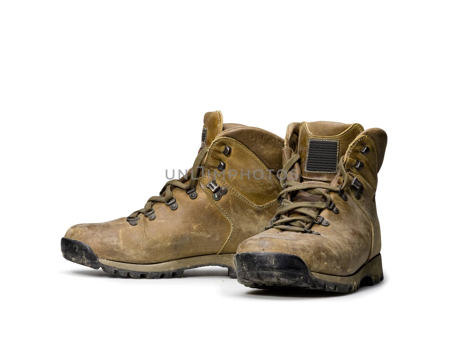 pair of hiking shoes on white background