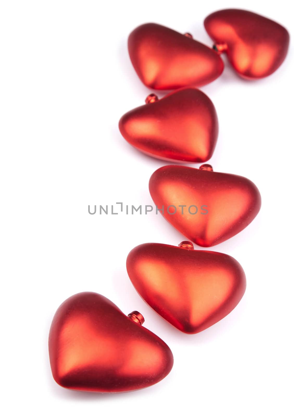 red hearts isolated
