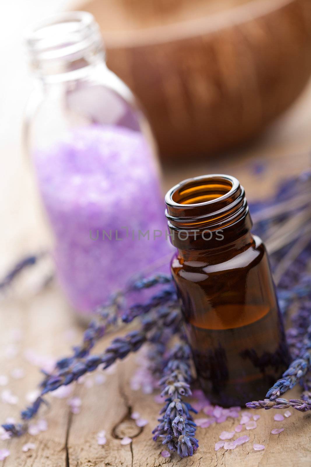 spa with lavender oil and salt