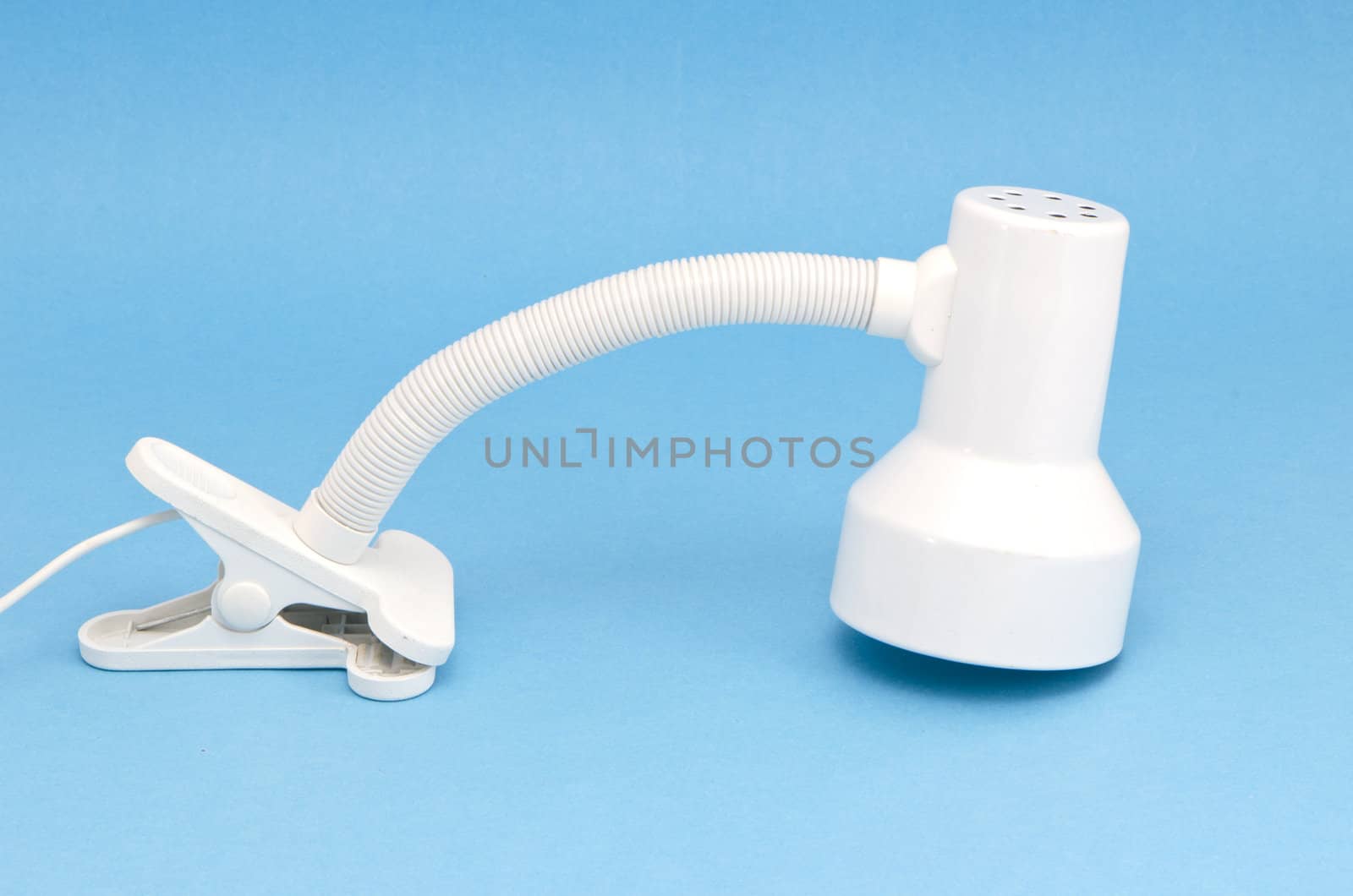 white desk lamp attachable object isolated on blue by sauletas