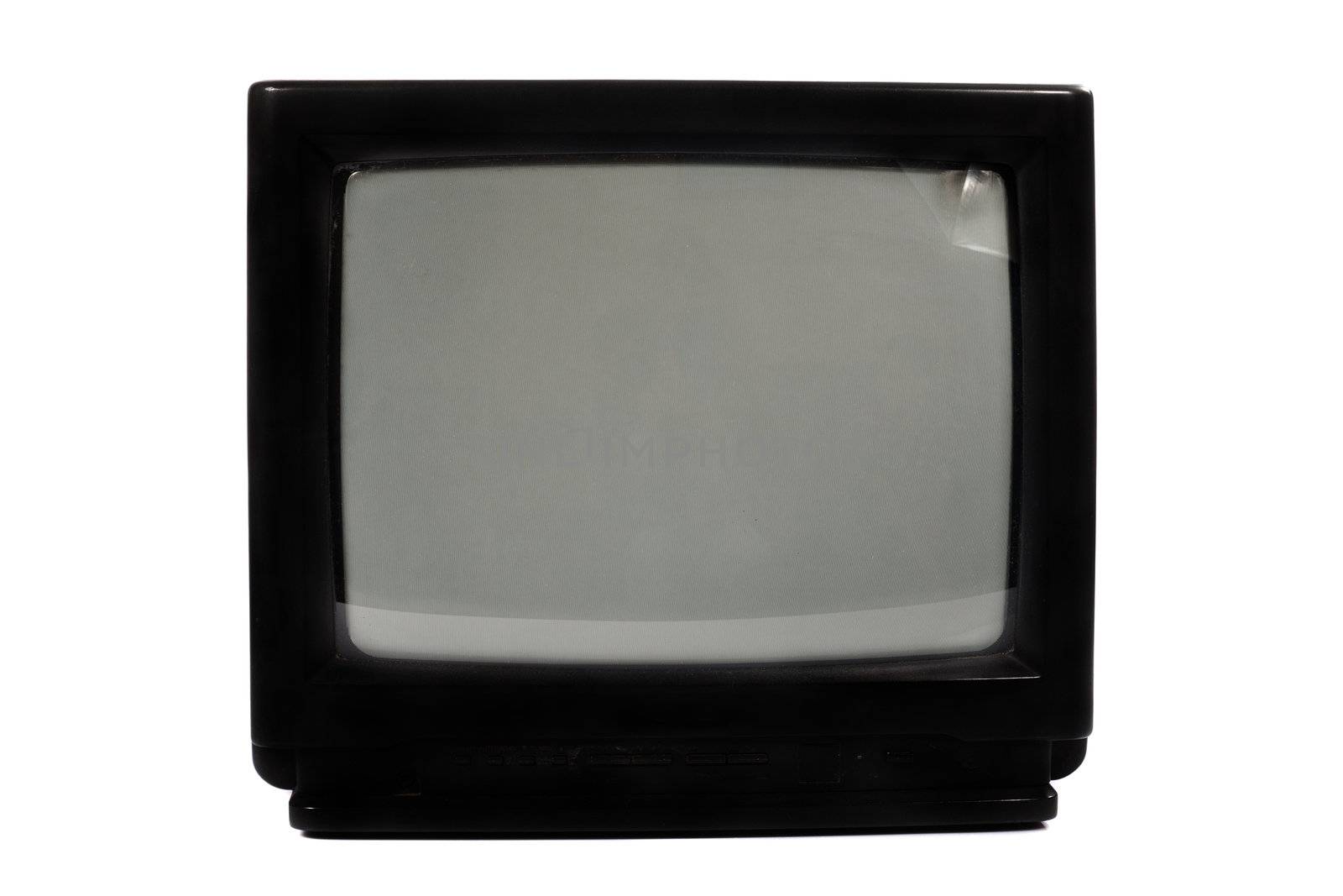 old TV on a white background