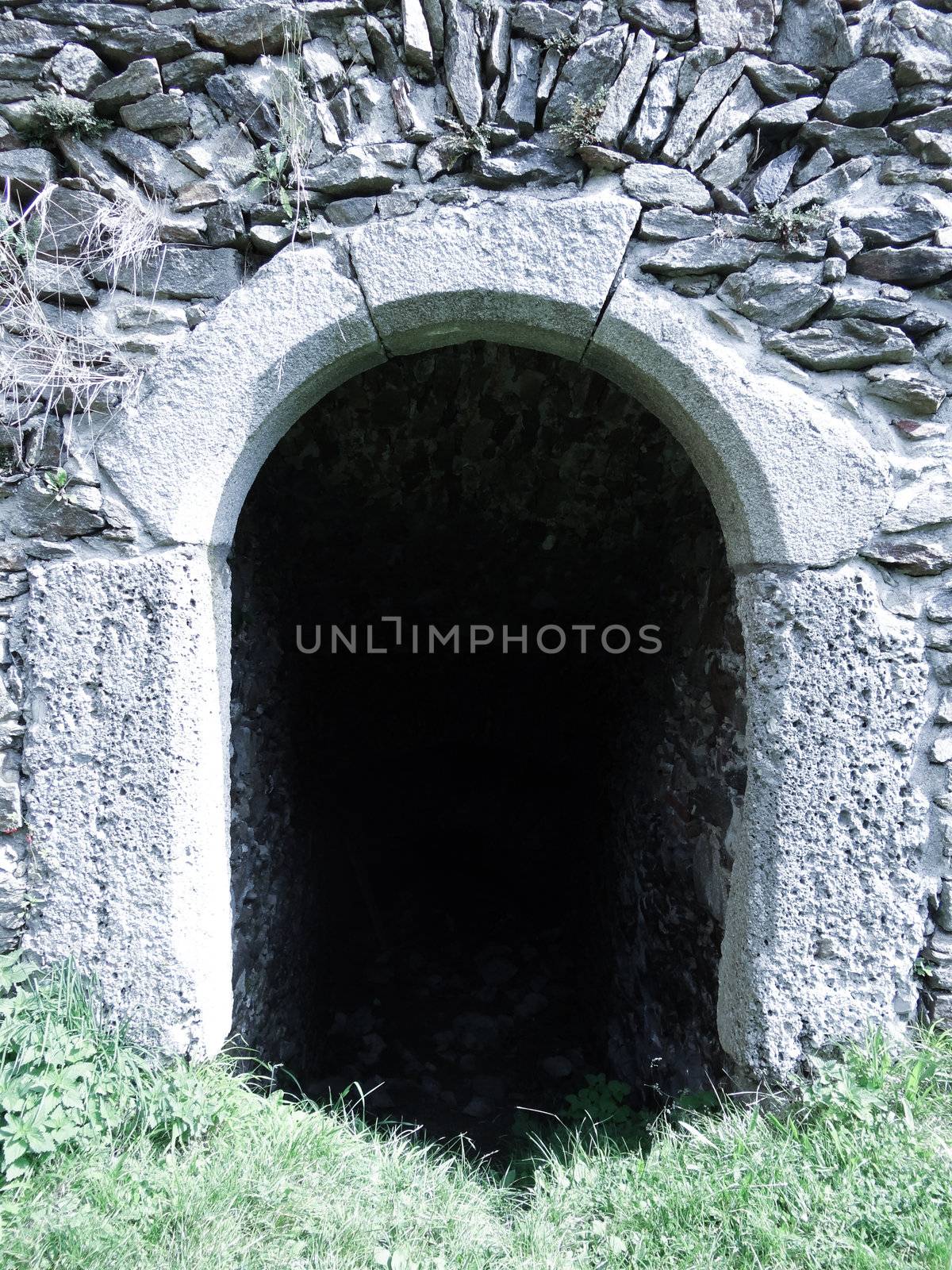 Door at Castle Ruin Schaunburg, located in Austria