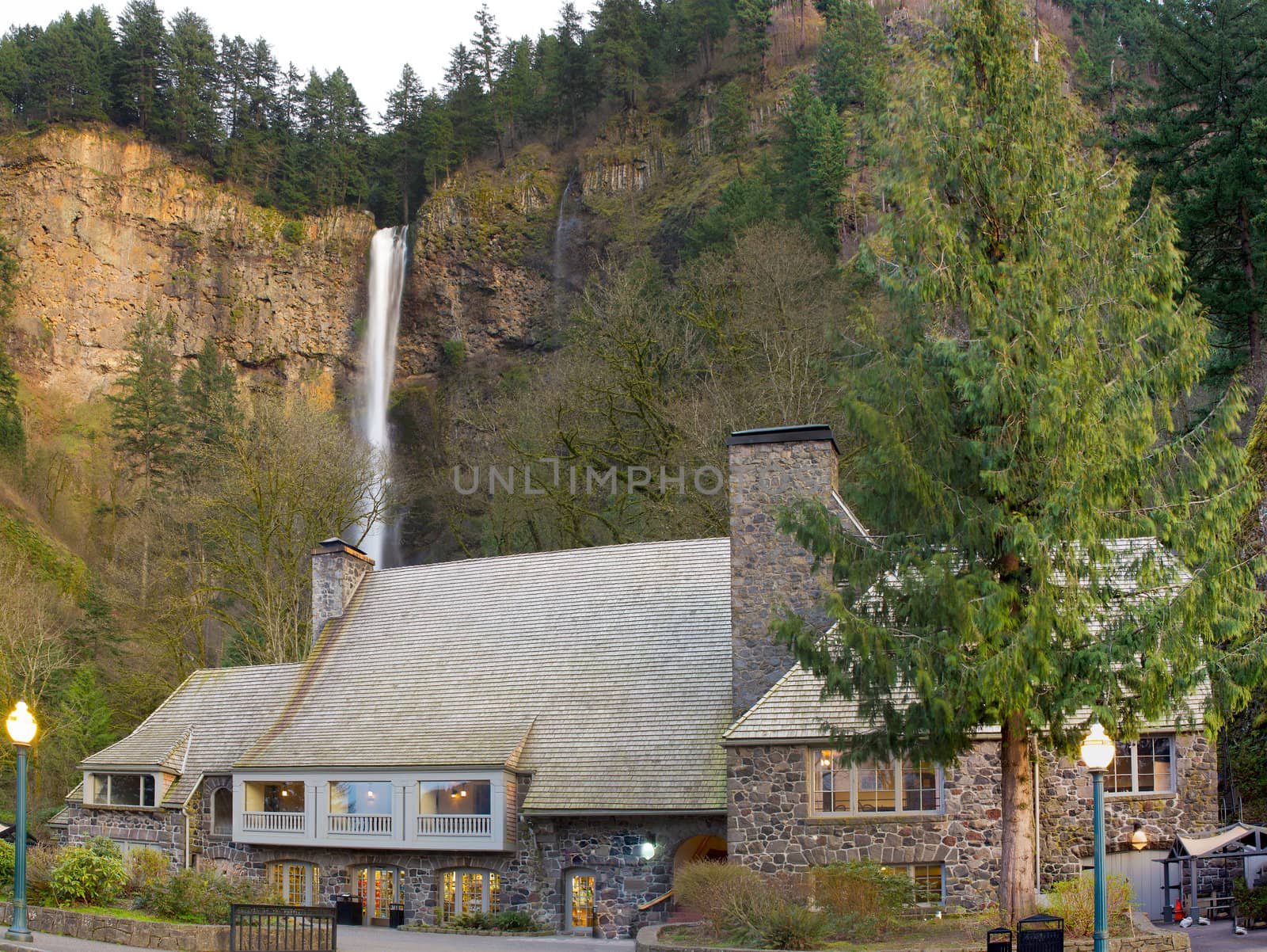 Historic Multnomah Falls Lodge in Columbia River Gorge Oregon