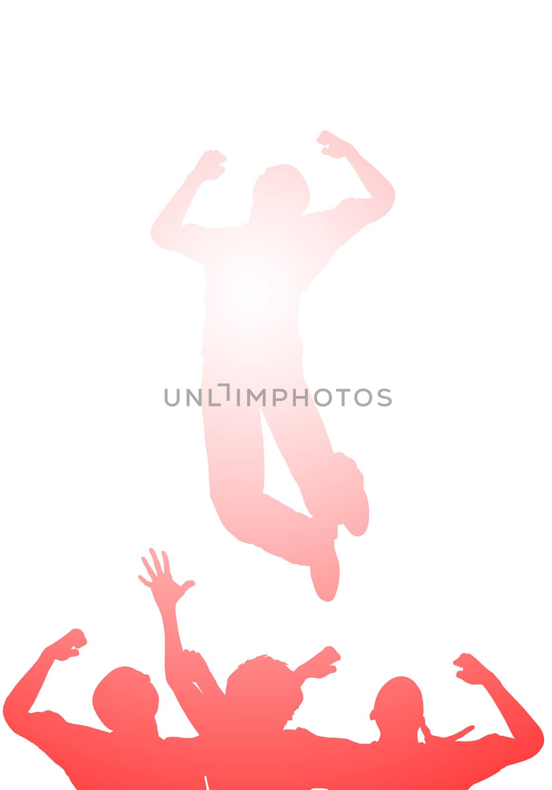 Concept image about being positive and jumping for joy.