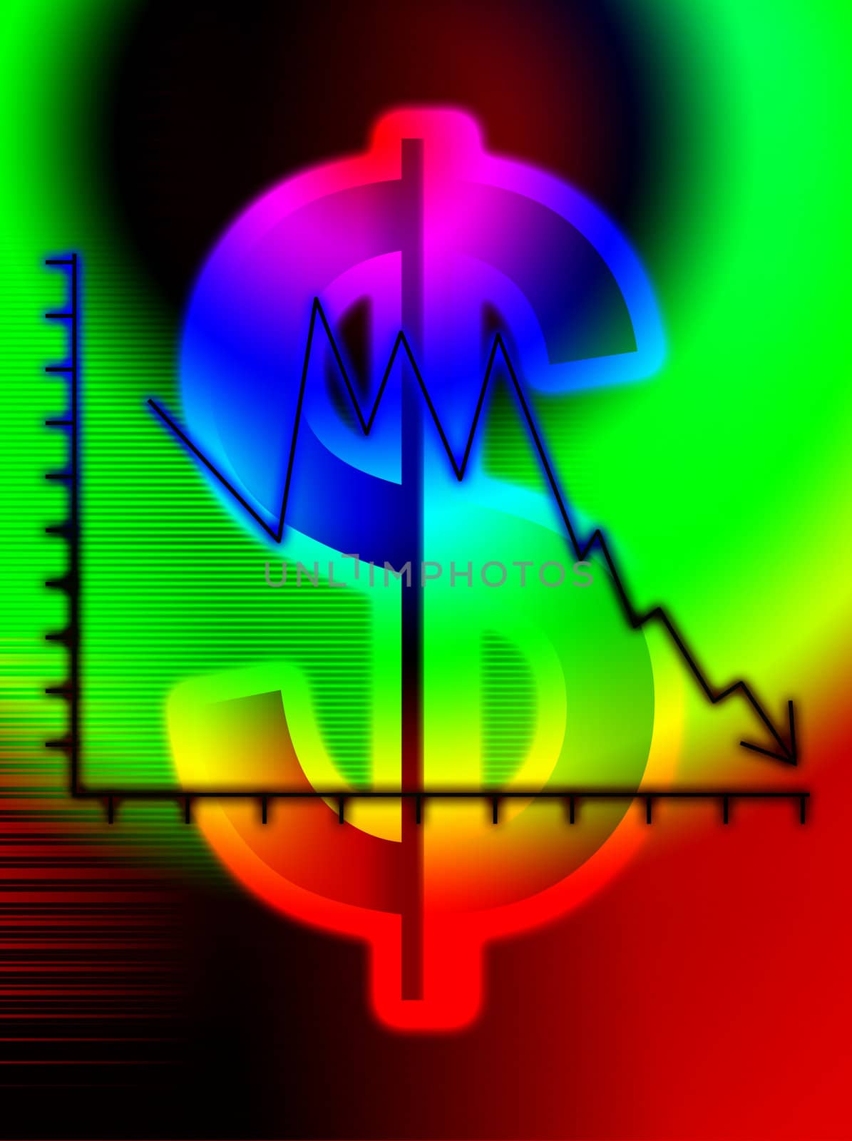 Concept image about the crises in the US dollar.