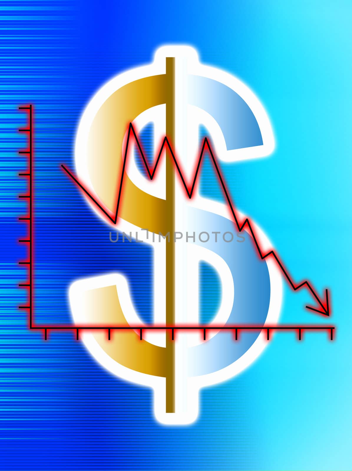 Concept image about the crises in the US dollar.