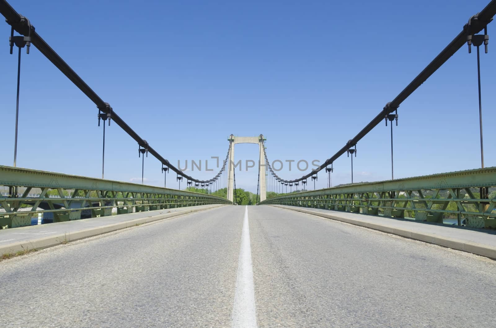 suspension bridge in perspective, large view