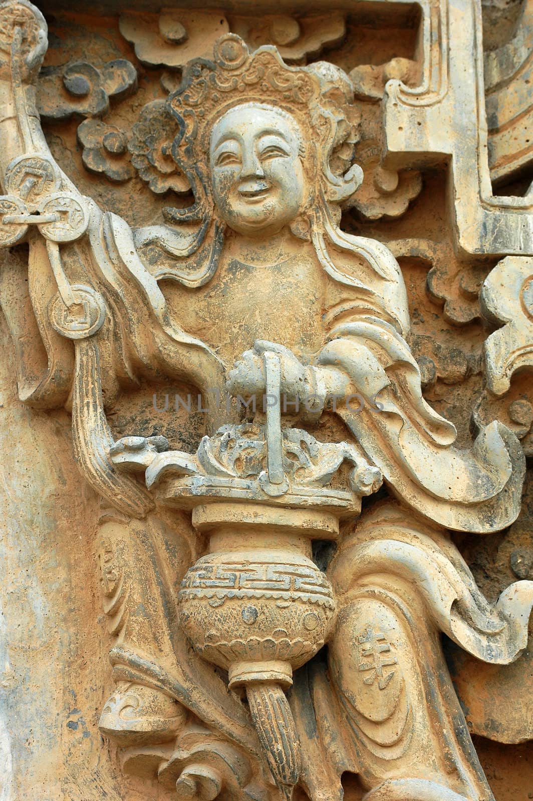 Chinese ancient brick art of a goddess figure