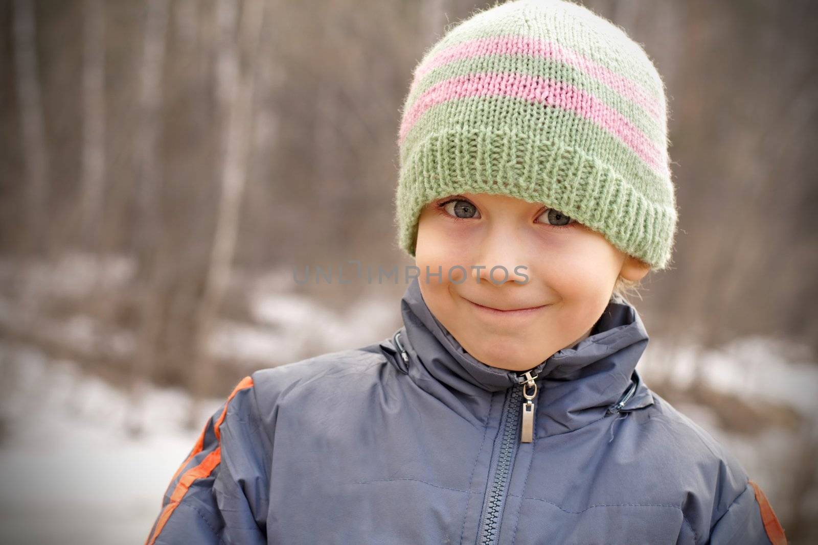 boy in a cap on the nature, autumn