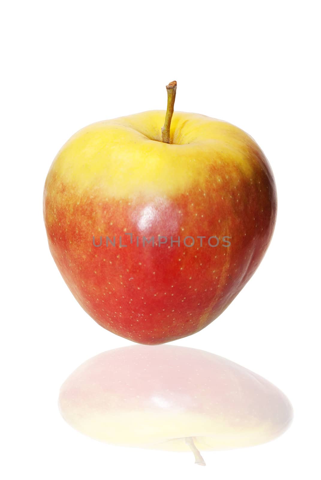 The apple over white background