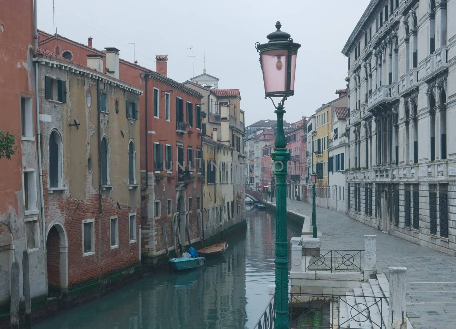 View of Venice Canal in winter twilight