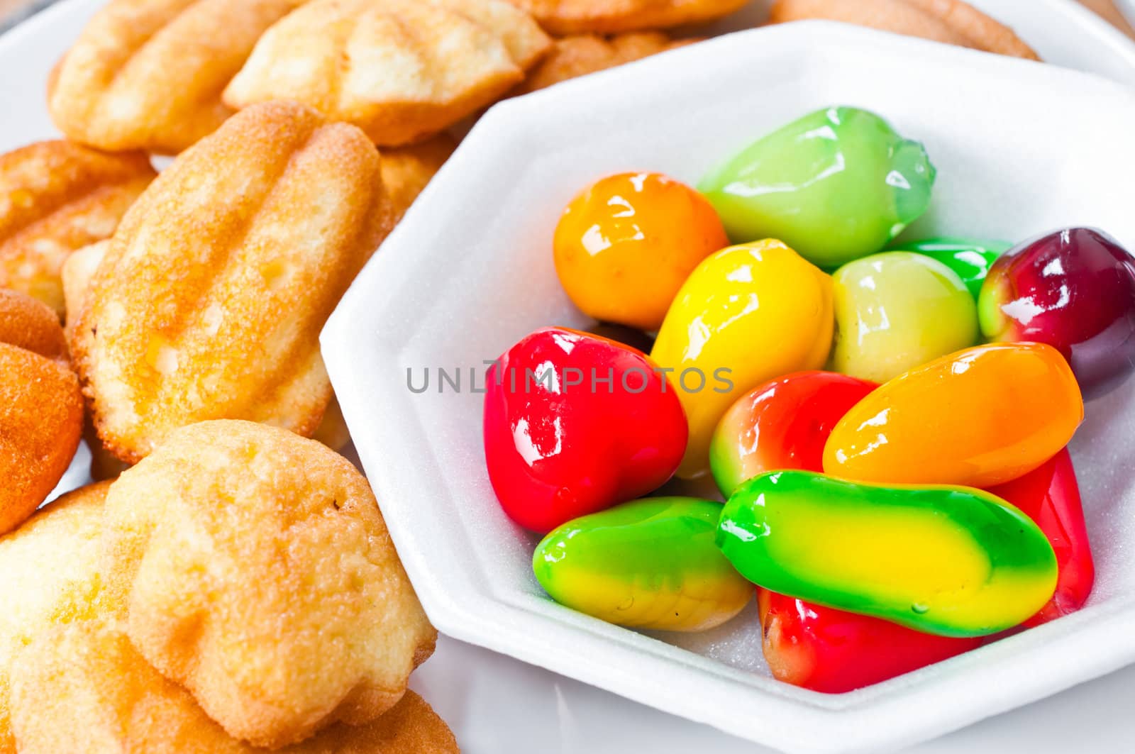 Dessert on white dish