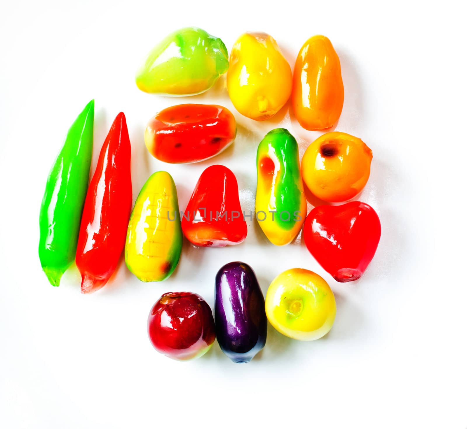Sweetmeats fruit on white background isolate