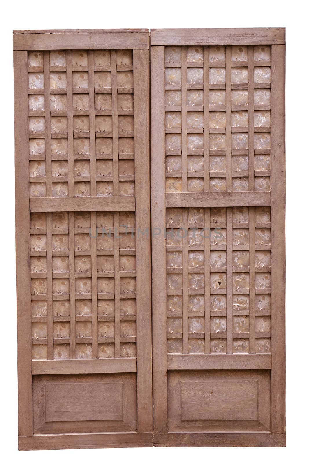 closeup image of an old wooden window pane shell.
