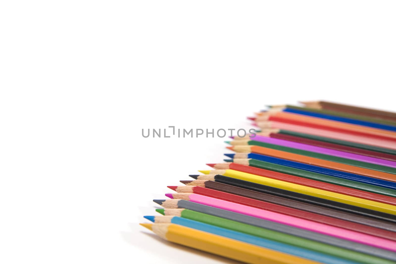 set of pencils on a white background