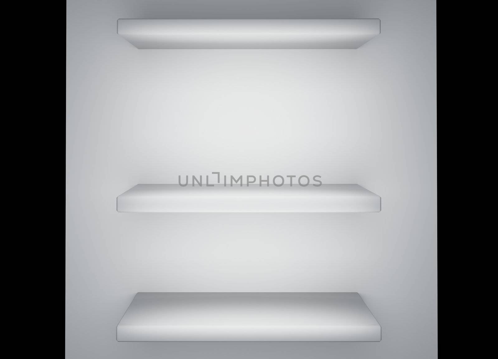 White shelf 3d rendering
