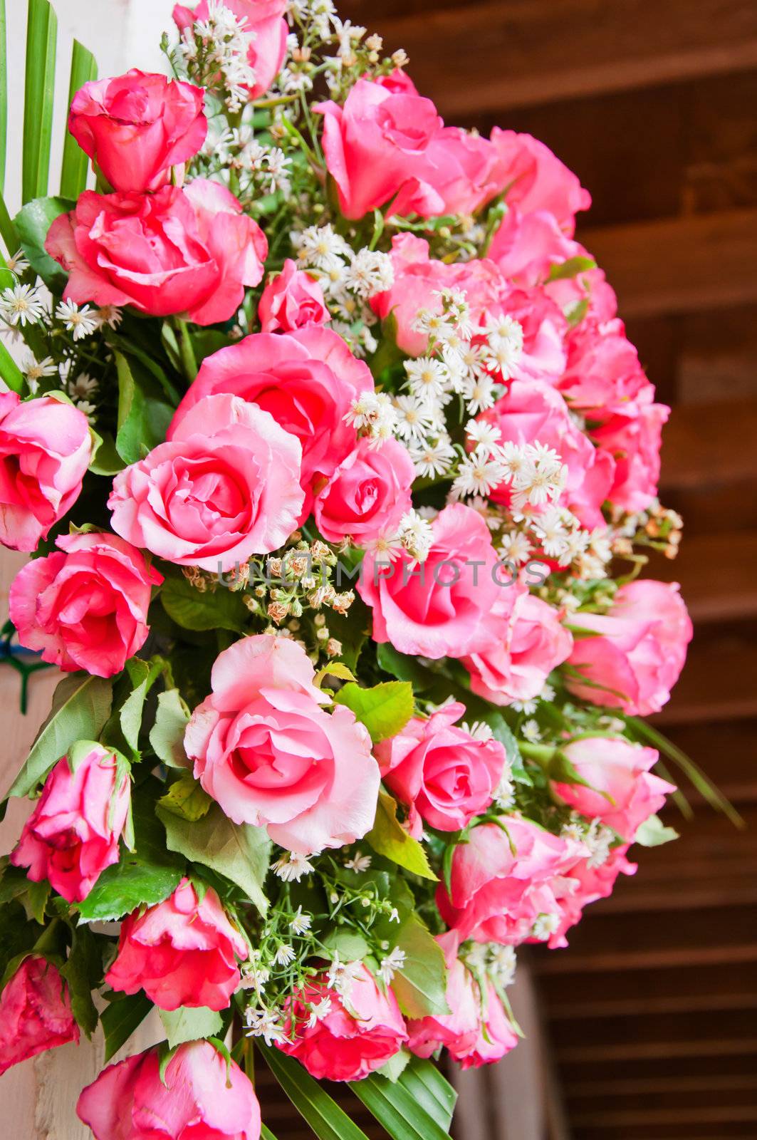 Bouquet of beautiful pink rose flowers