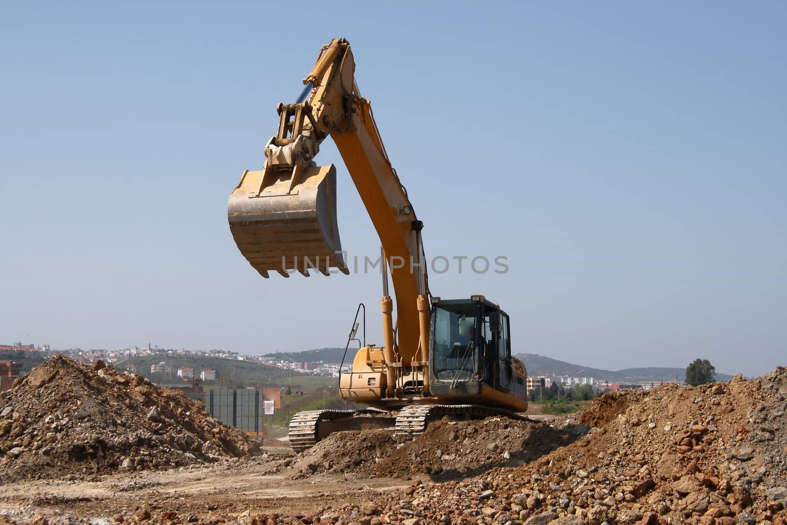 backhoe chains of working in an earthmoving