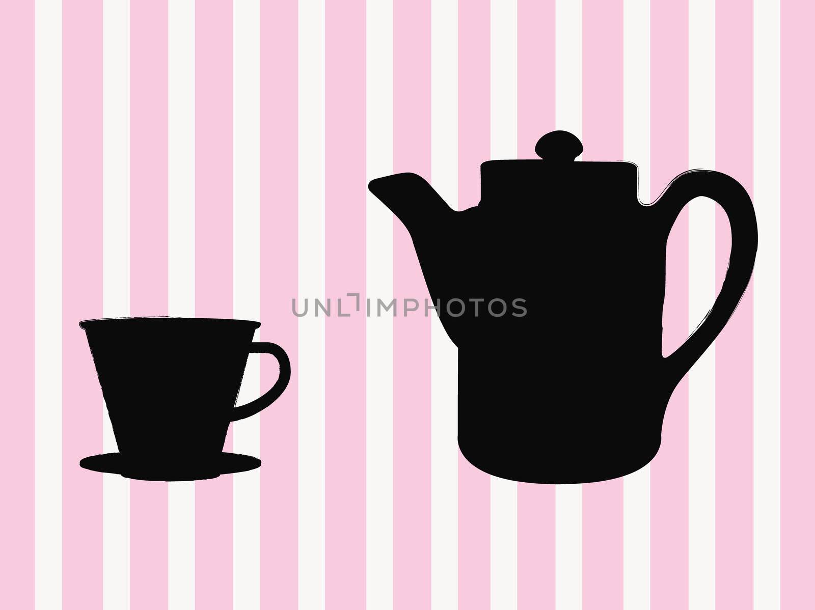 Coffee time with pink striped background by nuchylee