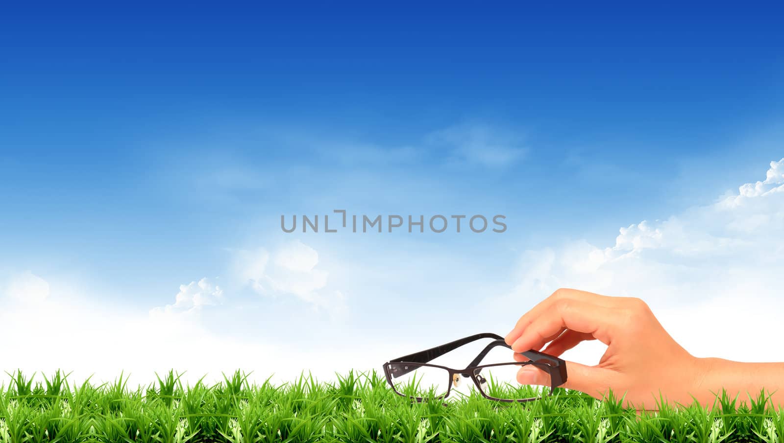 Glasses and a bright sky.