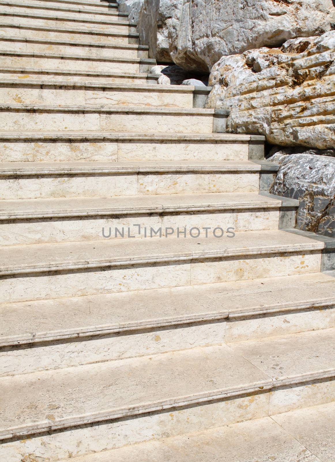 White stone stairway