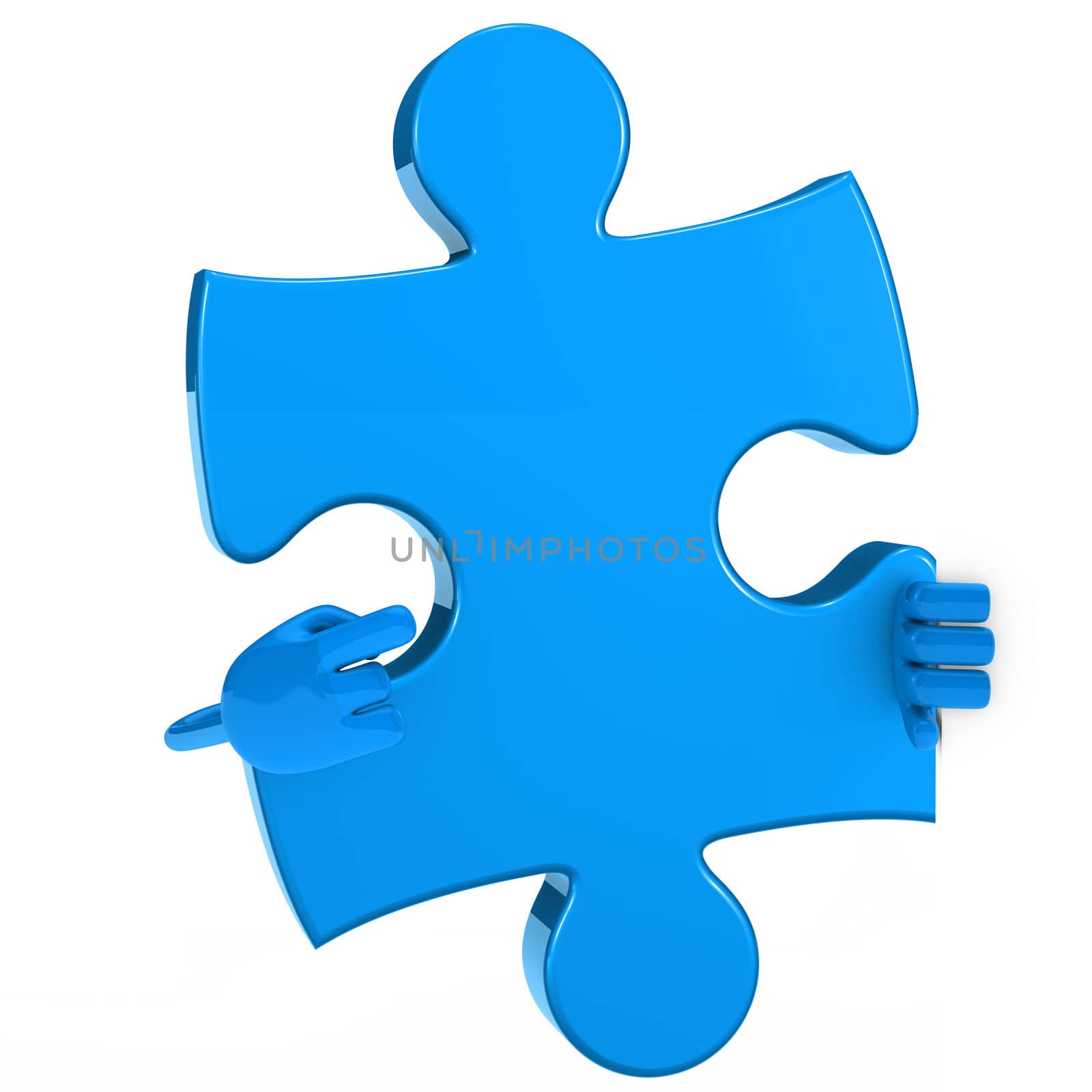 puzzle jigsaw blue figure point hand finger