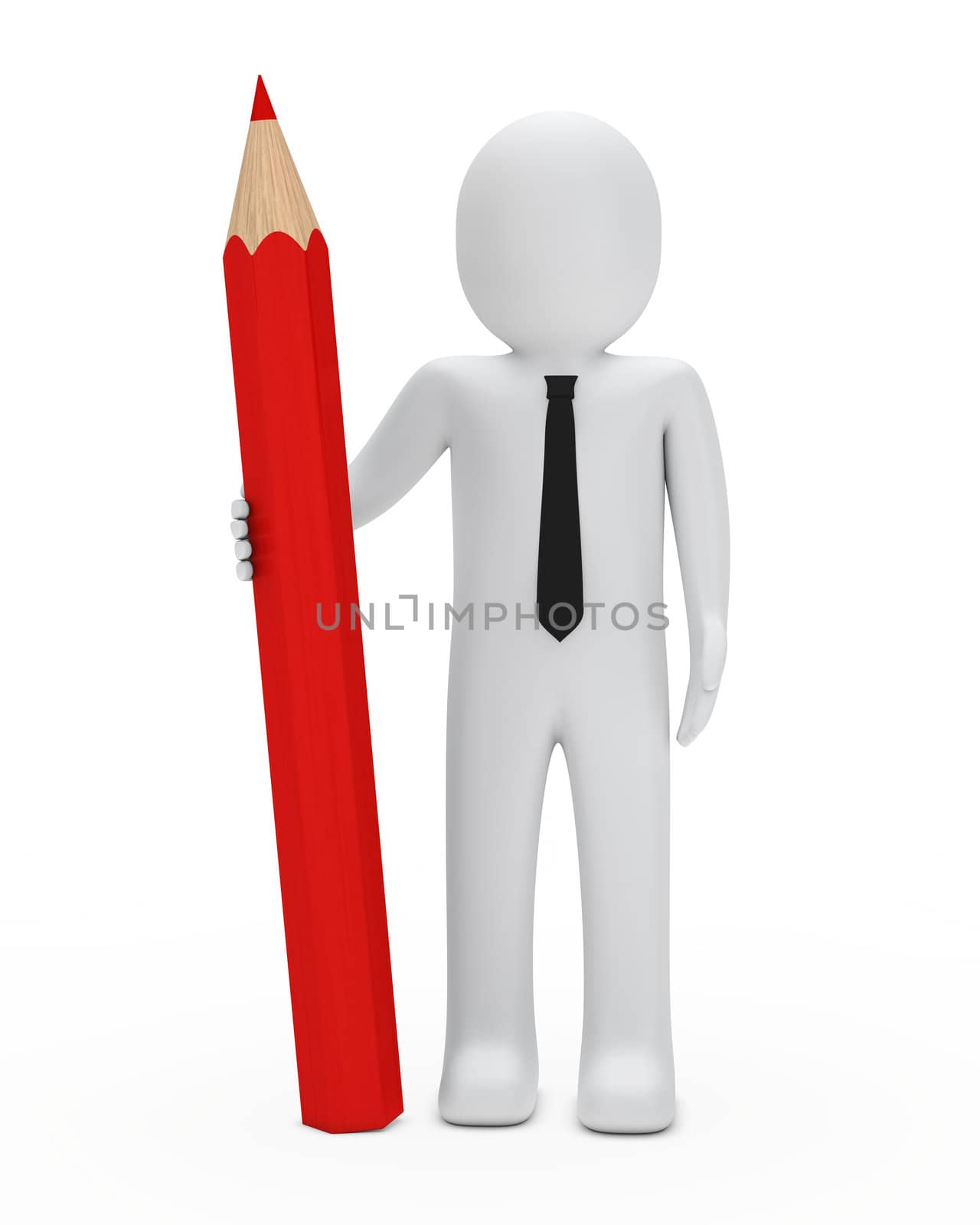 business man hold a big red pencil