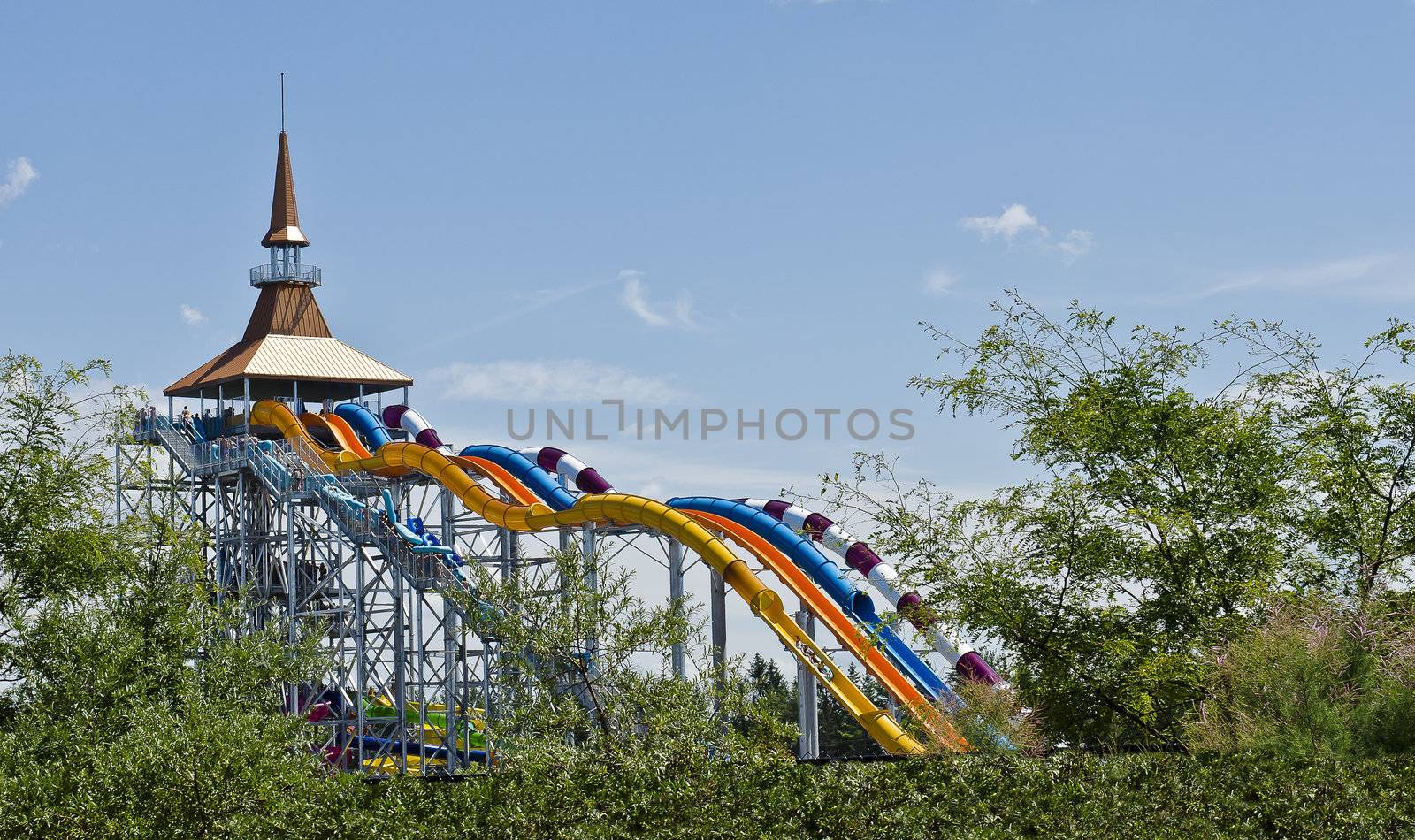 High speed waterslides at a  Waterpark in Canada.