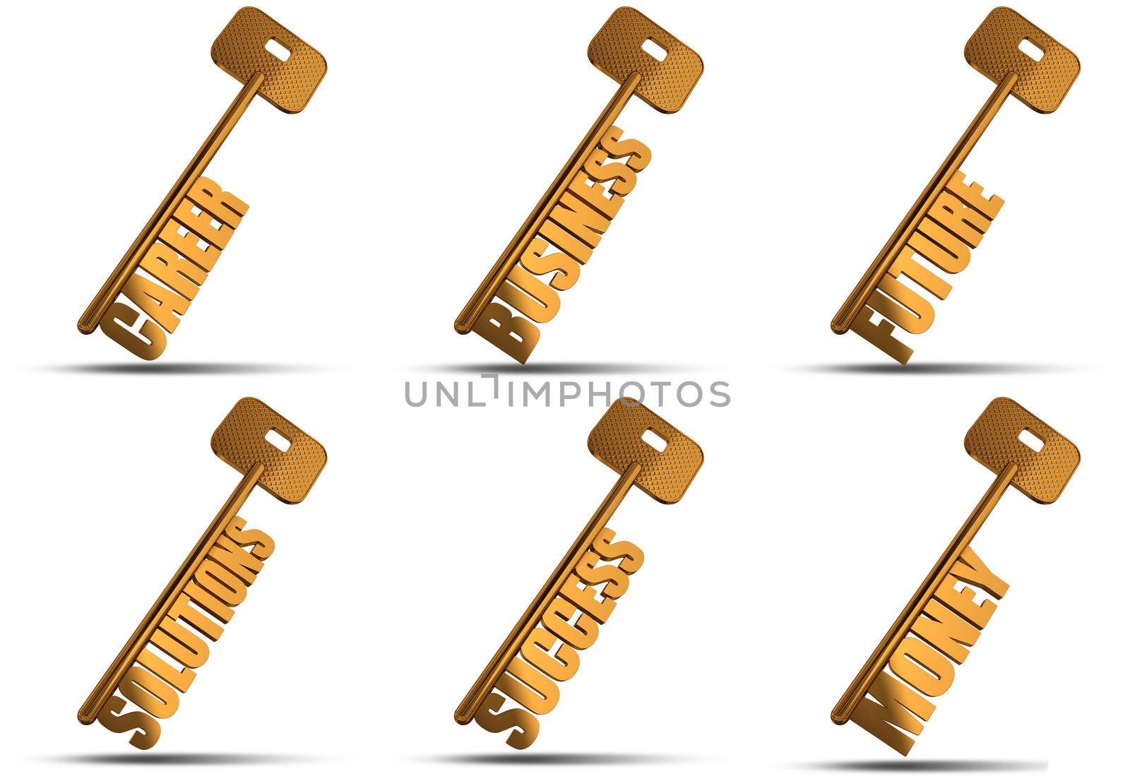 Set of gold key isolated on white  background - Look on my portfolio for bigger file size - Conceptual image