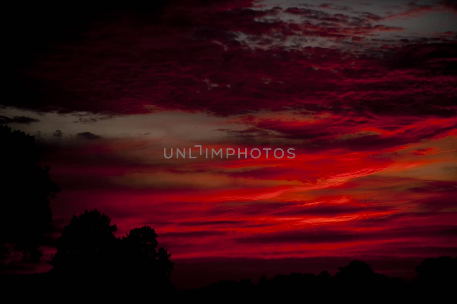 sundown with colorful clouds