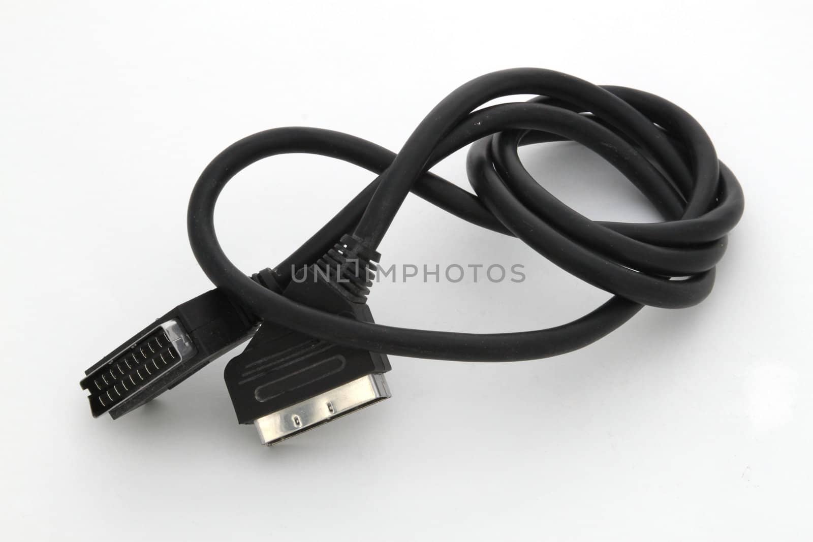 Scart cable against a plain white background.