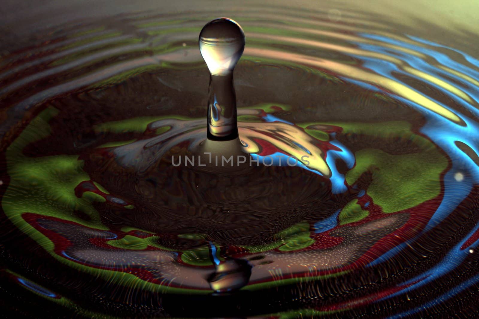 great colourful water drop macro shot