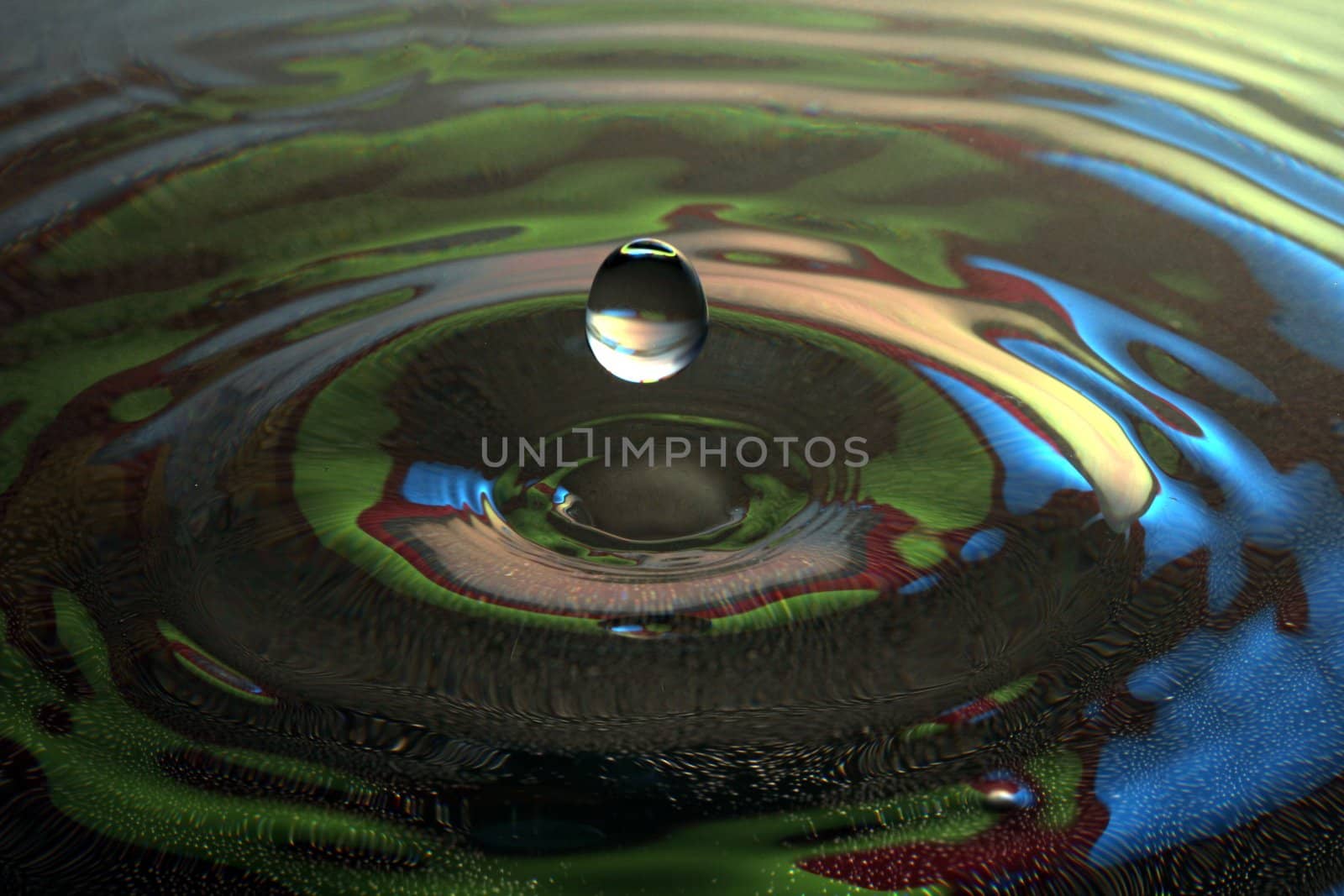 great colourful water drop macro shot