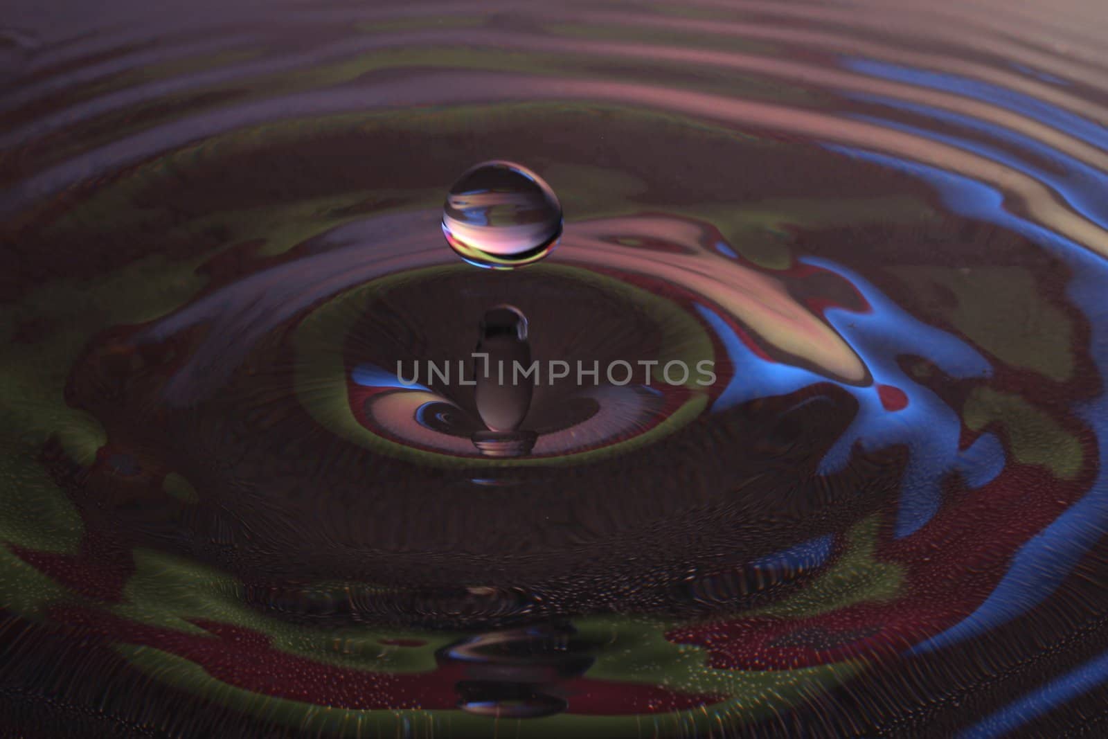 great colourful water drop macro shot