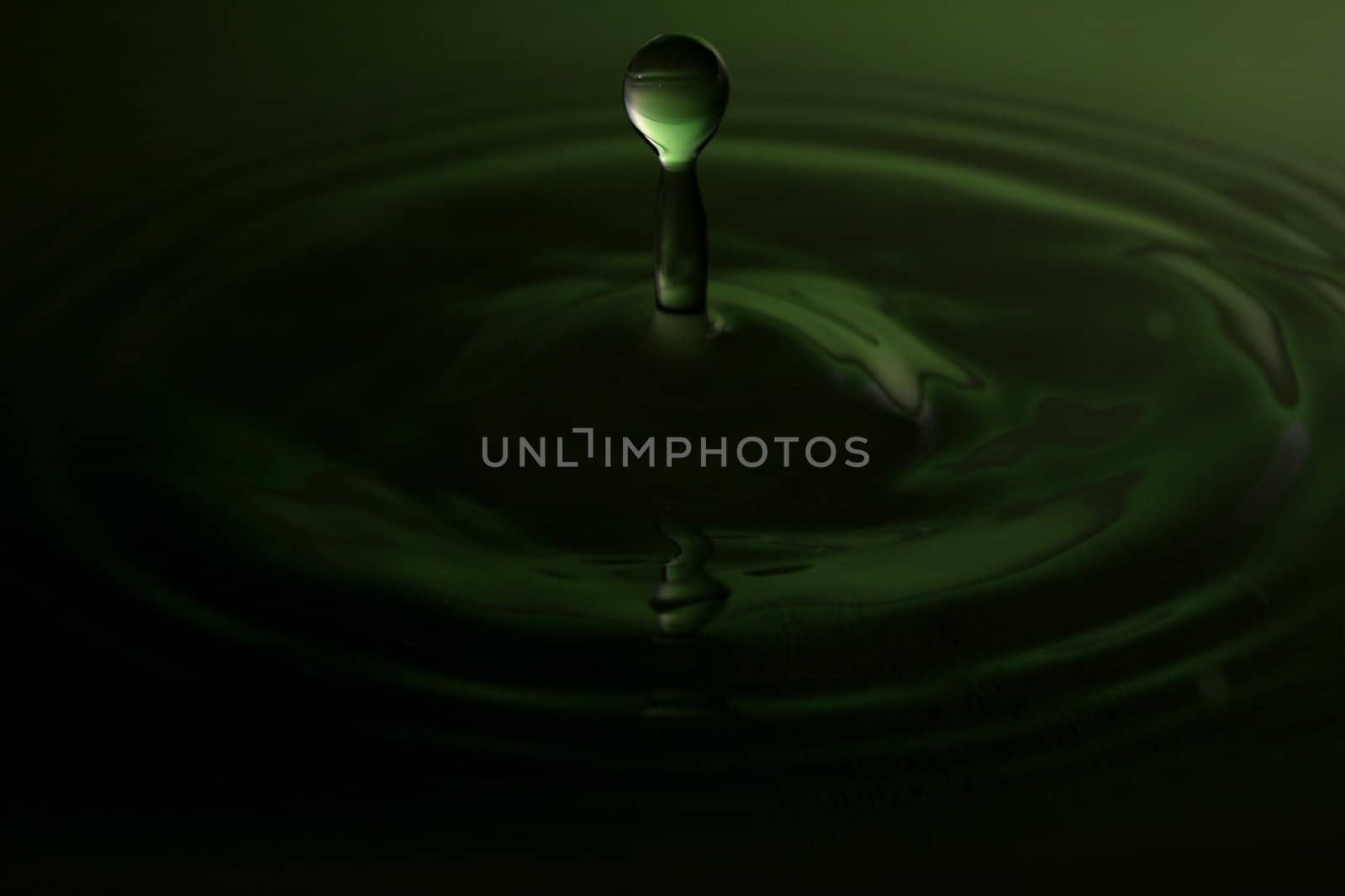 green water drop macro shot