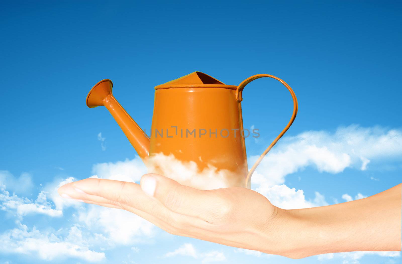 Orange Watering Can w/clipping path