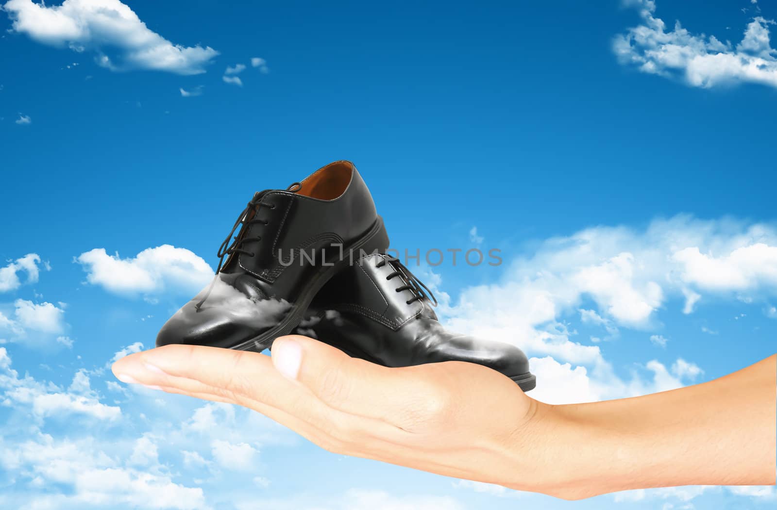 Leather shoes with a bright sky. by rufous