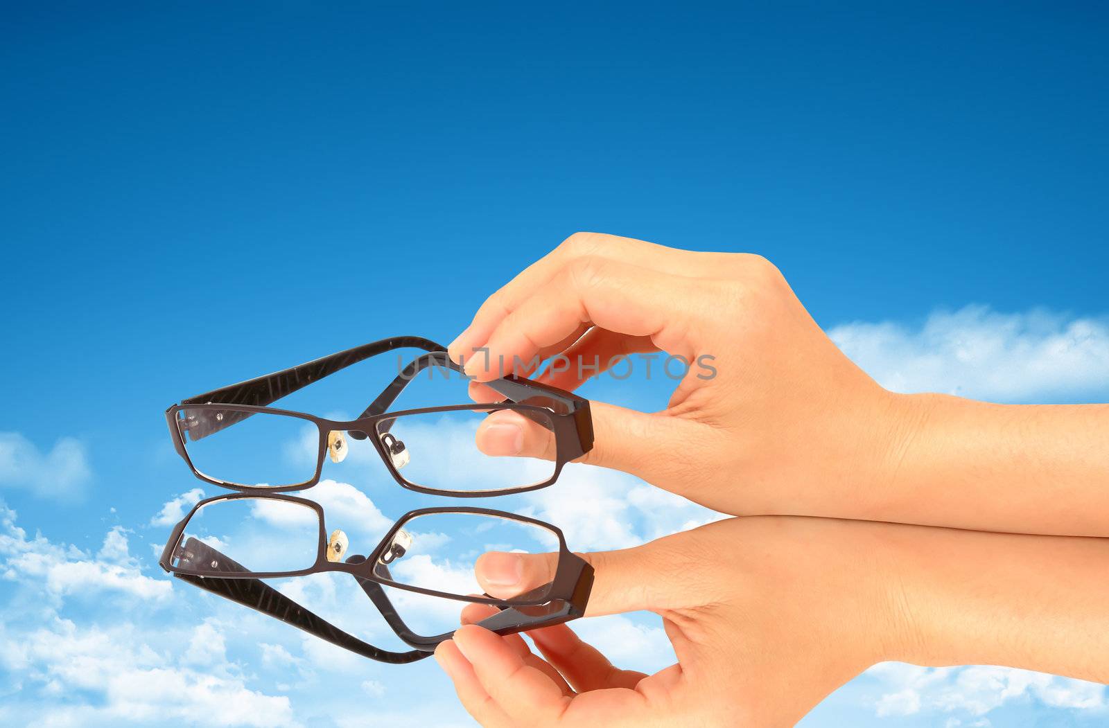 Glasses against blue sky 
 by rufous